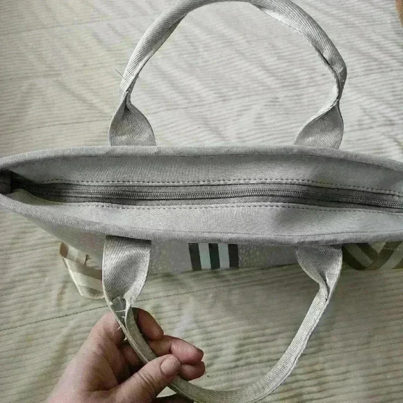 Prene Love Neoprene silver Fawn print w middle stripes satchel tote - Picture 15 of 16